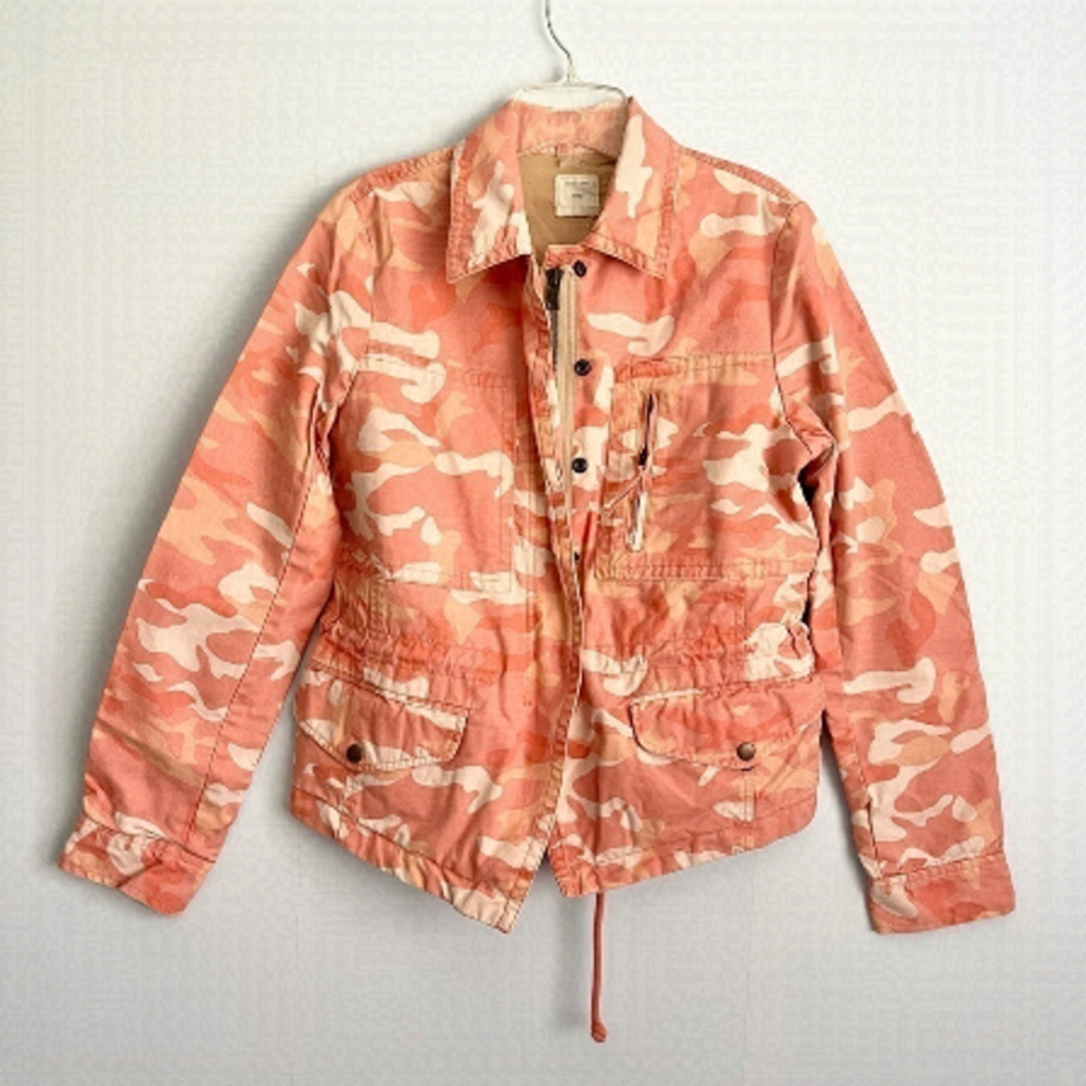 gap Orange Camouflage Drawstring Utility Jacket US M
